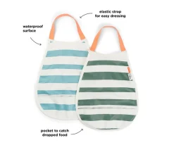 2 Baberos Pull-Over Stripes Blue/Green