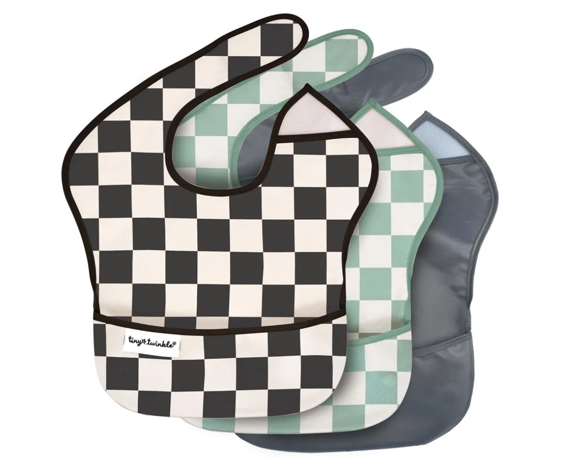 3 Baberos Checkers Black