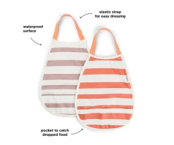 2 Baberos Pull-Over Stripes Papaya/Powder