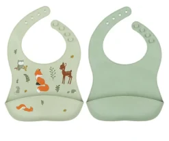 2 Baberos Silicona Forest Friends