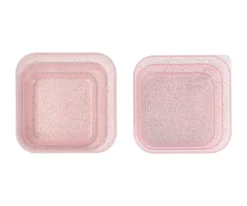 3 Cajas Almuerzo Glitter Pink