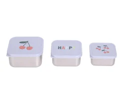 3 Cajitas Almuerzo Acero Happy Fruits Cherry