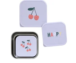3 Cajitas Almuerzo Acero Happy Fruits Cherry