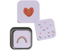 3 Cajitas Almuerzo Acero Happy Lavender