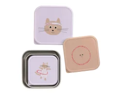 3 Cajitas Almuerzo Acero Tiny Team Cat