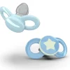 2 Chupetes Anatómicos Day & Night Azul y azul con estrella