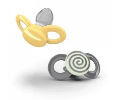 2 Chupetes Anatómicos Day & Night Yellow and Spiral