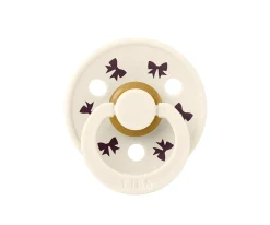 2 Chupetes BIBS Colour Round Holiday Bow Ivory/Plum