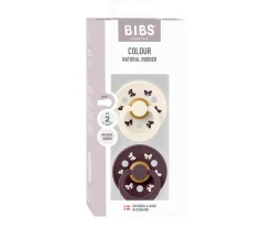 2 Chupetes BIBS Colour Round Holiday Bow Ivory/Plum