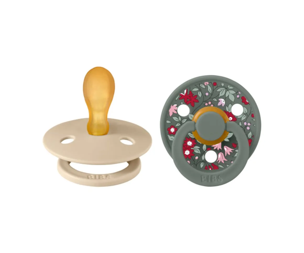 2 Chupetes BIBS Colour Simétrica Liberty Chamomile Lawn Vainilla/Pine