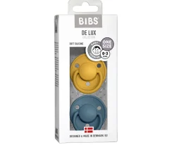 2 Chupetes BIBS De Lux Mustard/Petrol Silicona