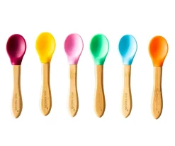 3 Cucharas Bambú Azul Verde Naranja