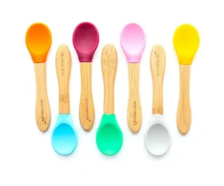 3 Cucharas Bambú Gris Verde Rosa
