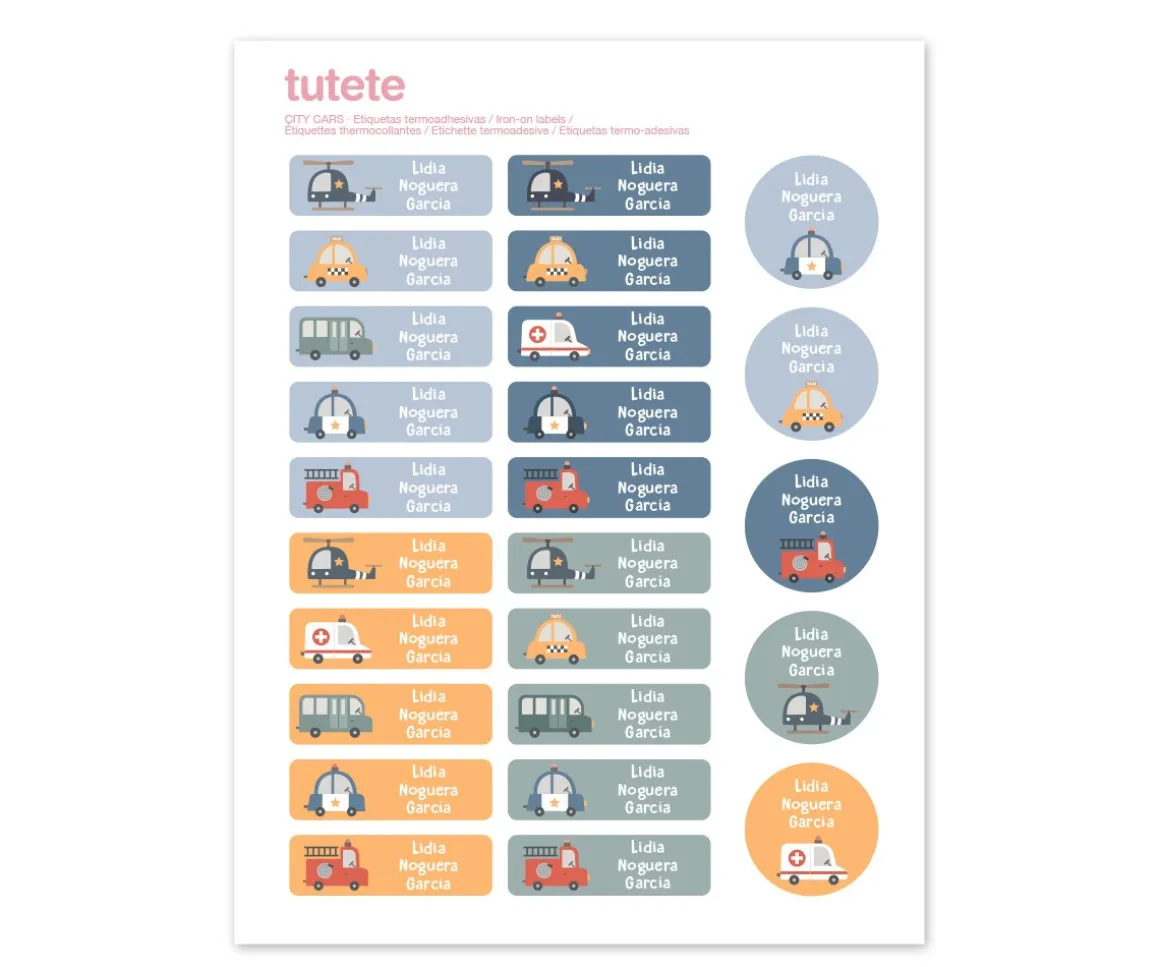 25 Etiquetas para Ropa City Cars