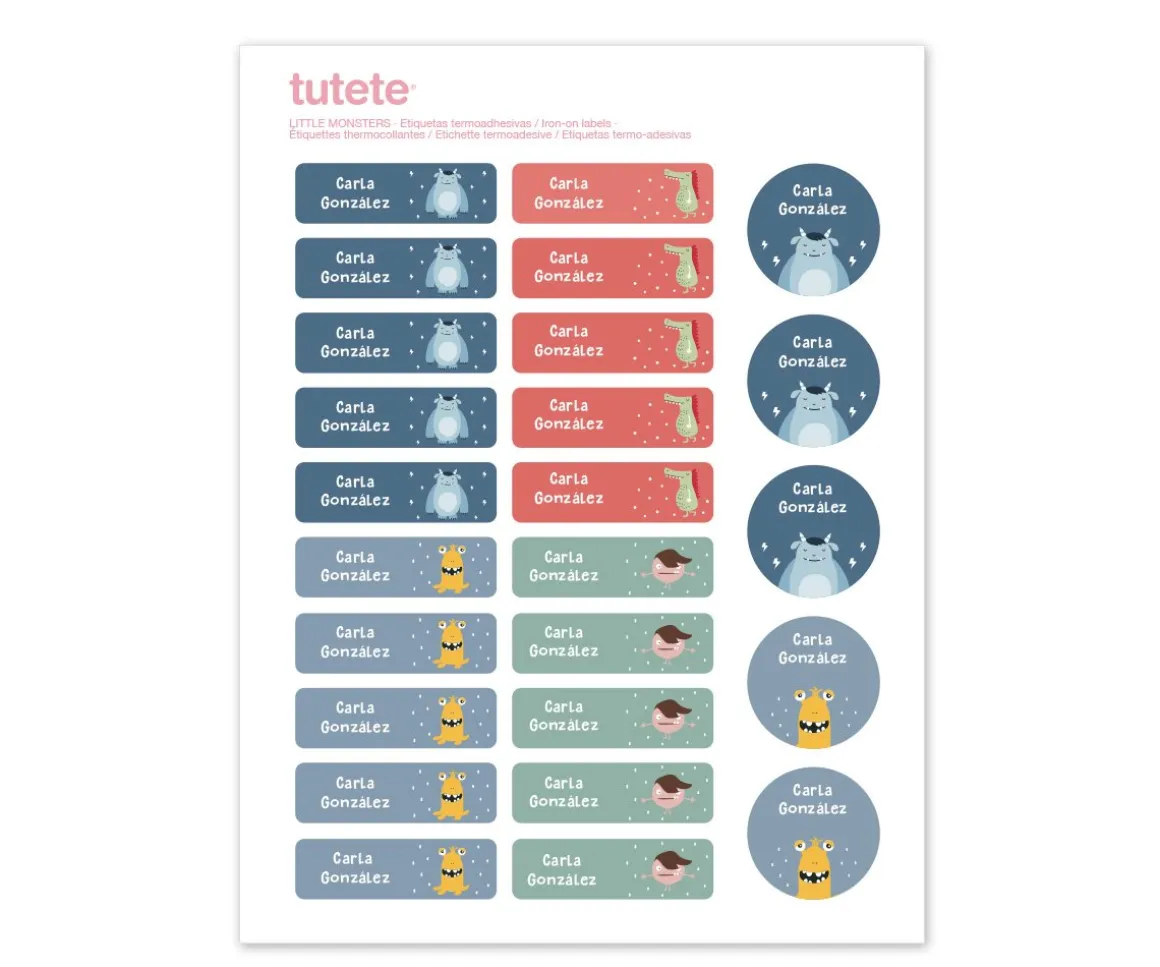 25 Etiquetas para Ropa Little Monsters