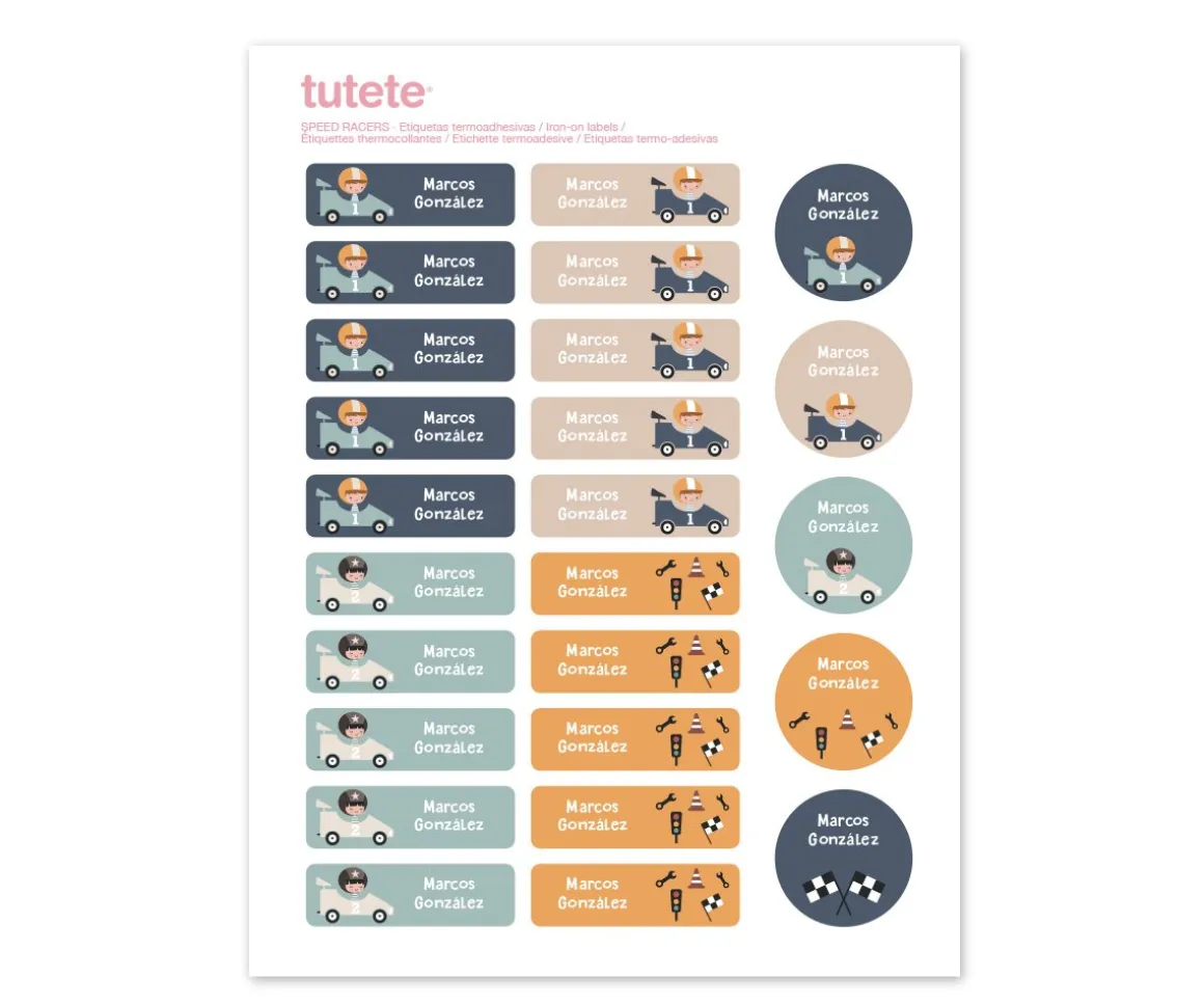 25 Etiquetas para Ropa Speed Racers