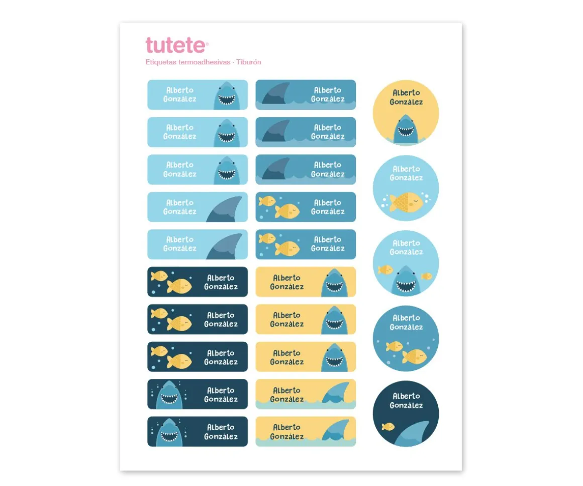 25 Etiquetas para Ropa Tiburón