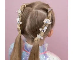 8 Mini Pinzas de Pelo Celeste Unicorn