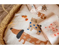 3 Muselinas Little Mateys Spicy Orange Bambú 80 cm