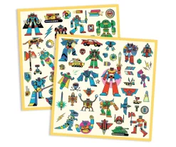 160 Pegatinas Metalizadas Robots