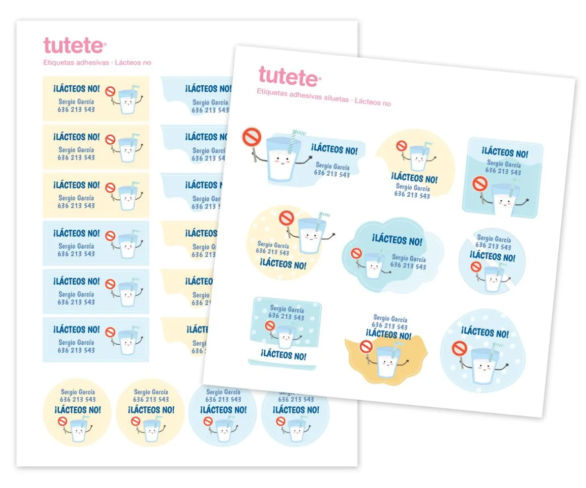 25 Pegatinas para Objetos Lácteos No