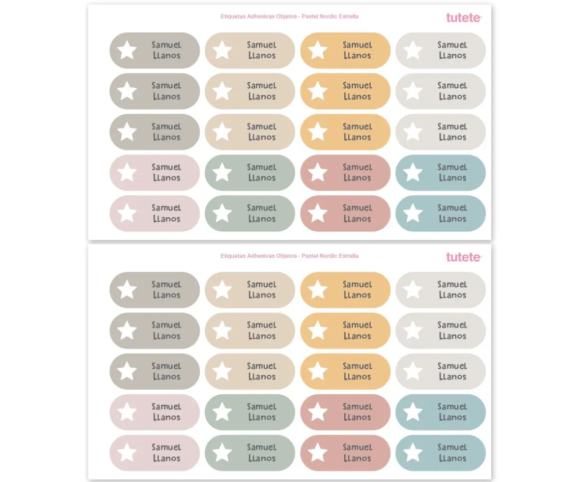 40 Pegatinas para Objetos Pastel Nordic Estrella
