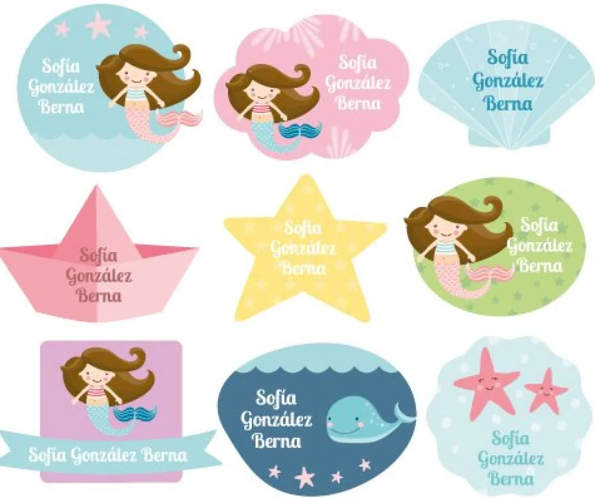 30 Pegatinas para Objetos Sirena