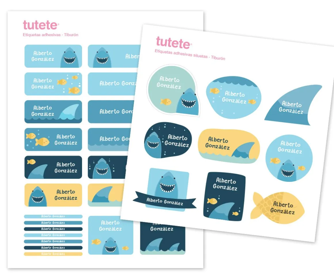 30 Pegatinas para Objetos Tiburón