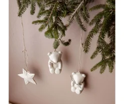 Adorno de Metal Osito de Peluche Off White/Blue