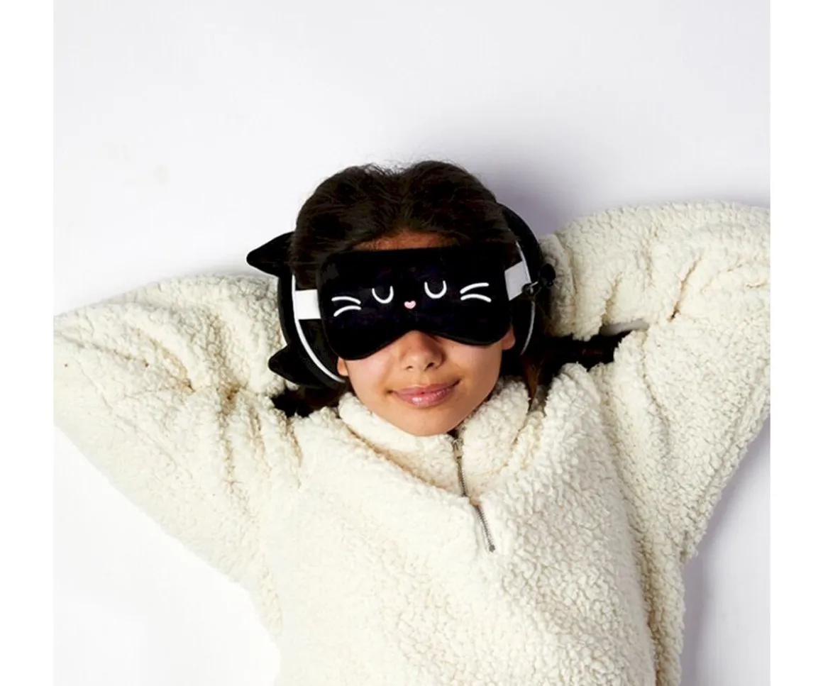 Almohada de Viaje con Antifaz Relaxeazzz Gato Feline Fine