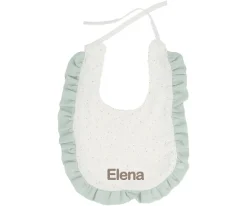 Babero Algodón Volante Rainbow Dots Verde Personalizable