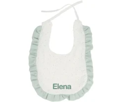 Babero Algodón Volante Rainbow Dots Verde Personalizable