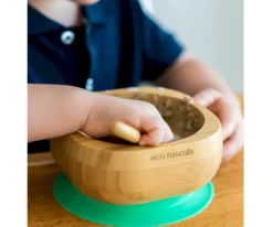 Bol Bambú Azul Eco con Cuchara