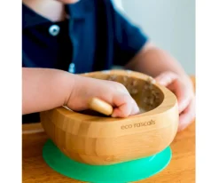 Bol Bambú Verde Eco con Cuchara