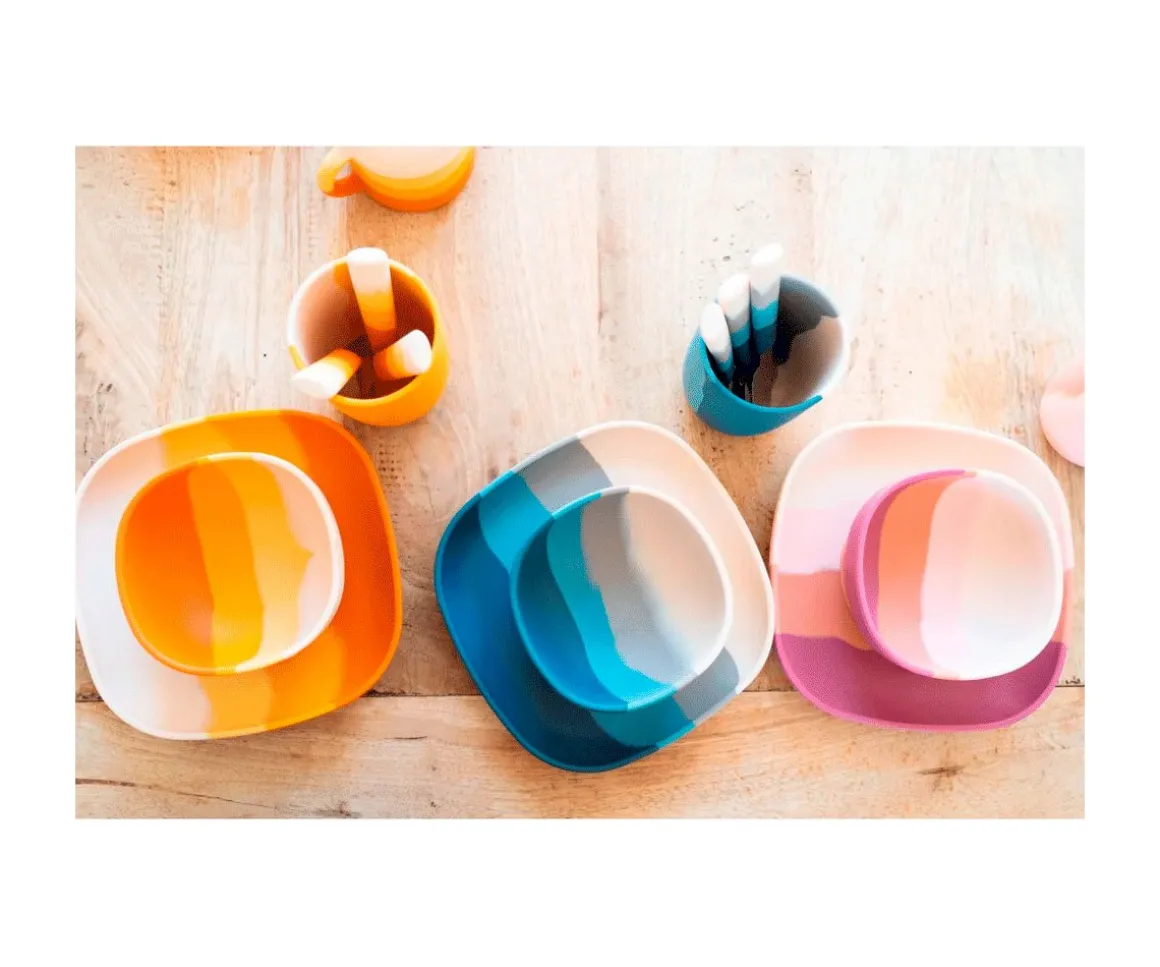 Bol con Ventosa Color Splash Mauve Rose Ombre