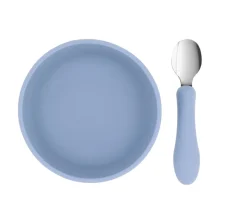 Bol Silicona + Cuchara Acero Ocean Blue