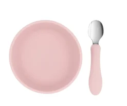 Bol Silicona + Cuchara Acero Light Pink
