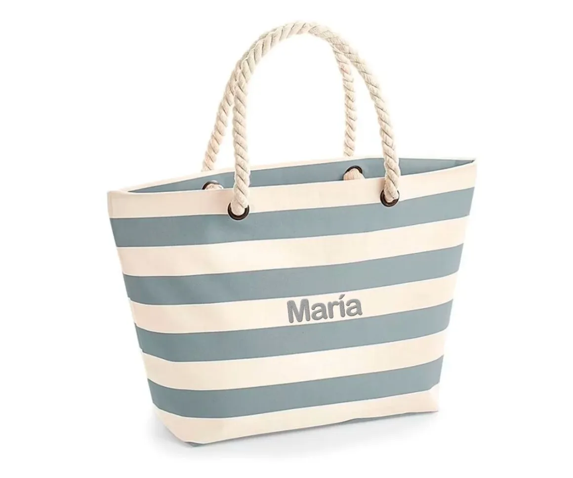 Bolsa de Playa Nautical Natural-Gris Personalizable