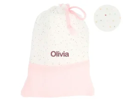 Bolsa Merienda Rainbow Dots Rosa Personalizable
