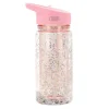 Botella Plástico con Pajita Glitter Stars Pink Personalizable