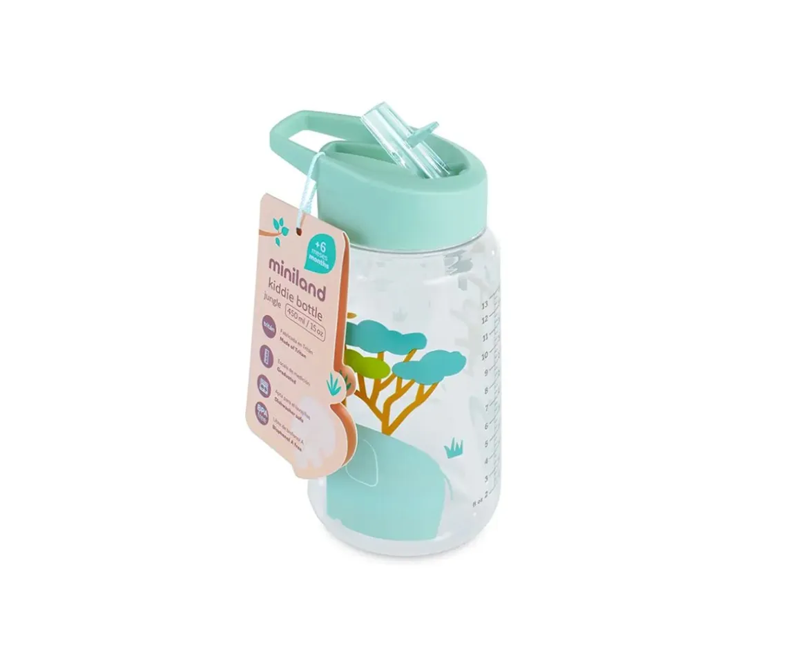 Botella Plástico con Pajita Kiddie Jungle Personalizable