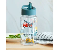 Botella Plástico con Pajita Vehicles 450ml