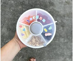 Caja Almuerzo Snack Spinner Flip, Correa de Mano y Hoja de Pegatinas Macaron Blue