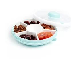 Caja Almuerzo Snack Spinner Flip, Correa de Mano y Hoja de Pegatinas Macaron Blue