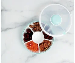 Caja Almuerzo Snack Spinner Flip, Correa de Mano y Hoja de Pegatinas Macaron Blue