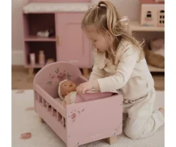 Cama de Madera con Textil para Muñecas FSC