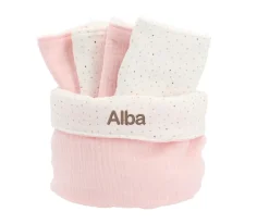 Cesta con Secababitas Rainbow Dots Rosa Personalizable