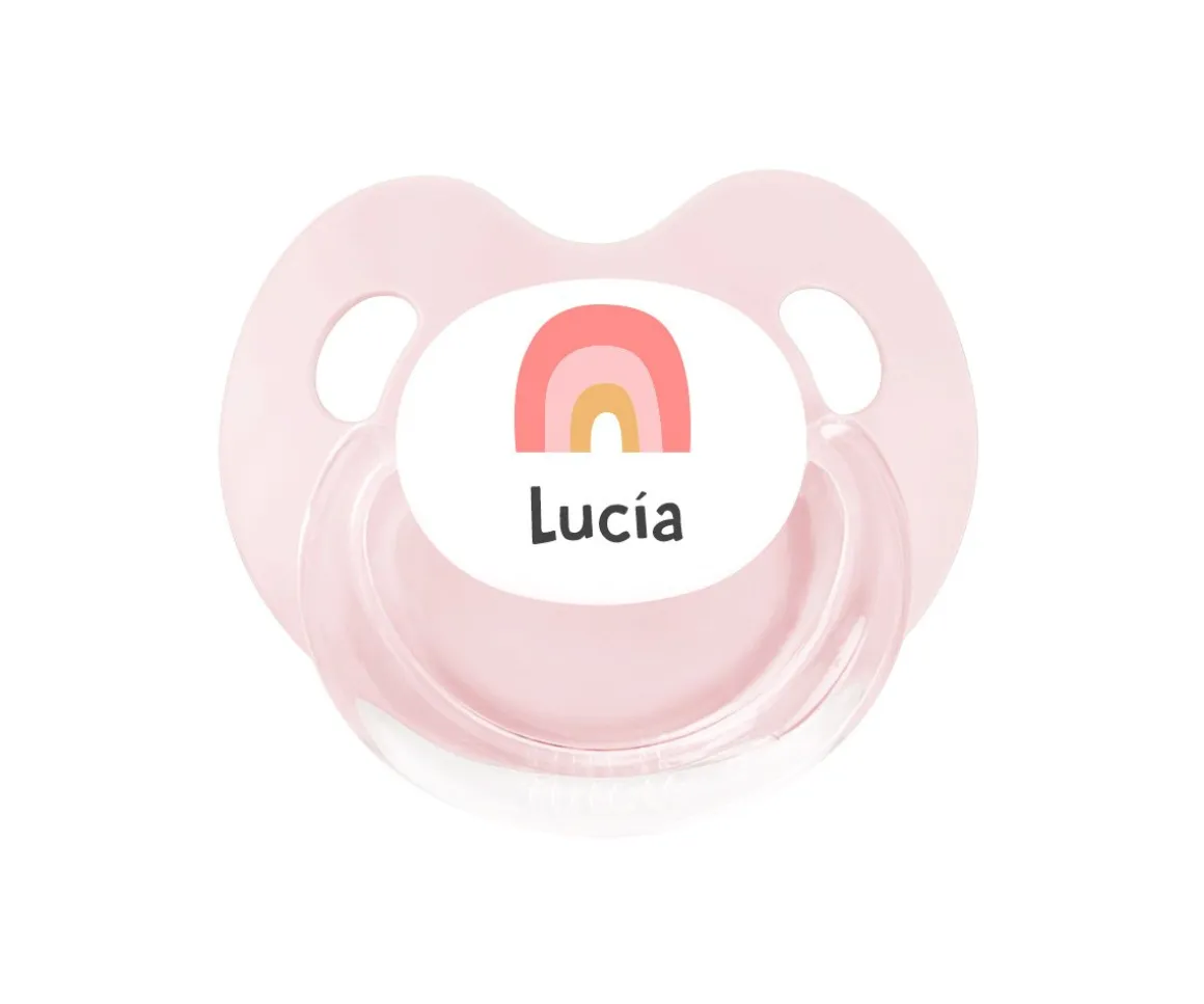 Chupete Personalizado Retro Arcoíris Rosa