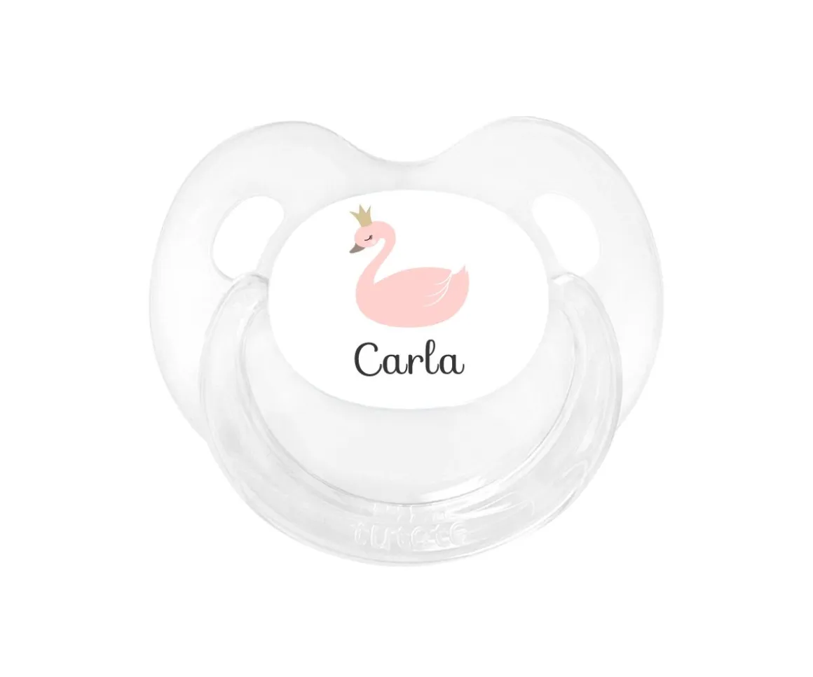 Chupete Personalizado Retro Transparente Cisne