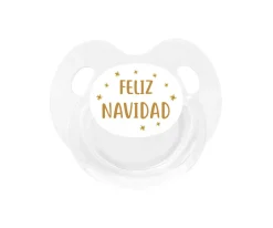 Chupete Retro Blanco Feliz Navidad Estrellas